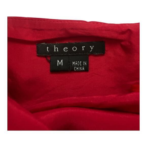 Theory Halter Top Womens Medium Red Kensi Sleeveless Silk Lined Neck Tie Holiday - Picture 3 of 9